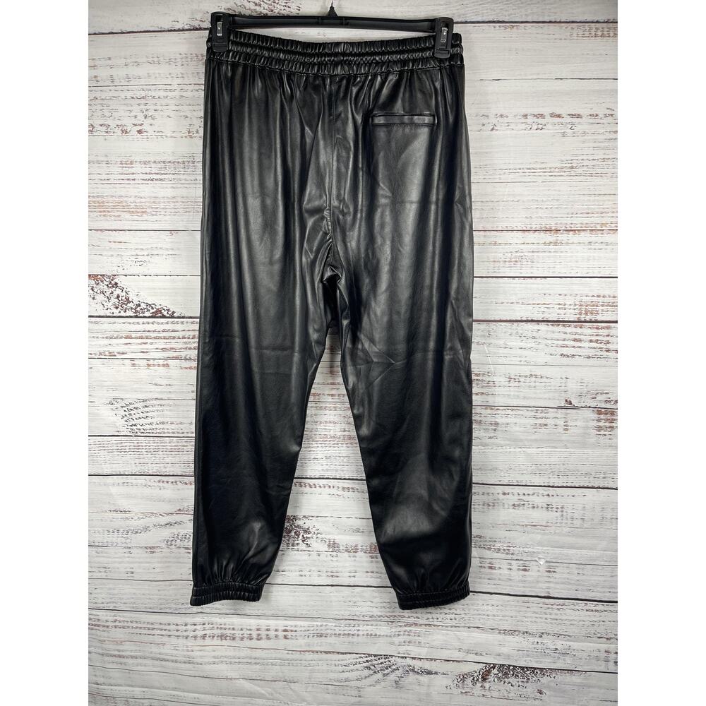 $198 NOLI Pants Women's Size XL Black Faux Leather Jogger Stretch Elastic Waist - Picture 8 of 8